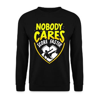 Niemand Kümmert Es Schieß Tore Schneller Fußball - Unisex Pullover - Schwarz - Vorne - Alina (178cm) & Michal (187cm)