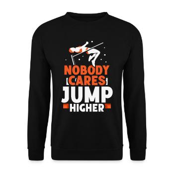 Personne ne s’en soucie Saut plus haut Saut en hauteur - Sweat-shirt Unisexe - noir - Devant - Alina (178cm) & Michal (187cm)