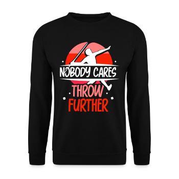 Niemand Interessiert Es Wirf Weiter Speerwerfen - Unisex Pullover - Schwarz - Vorne - Alina (178cm) & Michal (187cm)