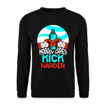 Niemand Interessiert Es Kick Härter Kickboxen Team - Unisex Pullover - Schwarz - Vorne - Alina (178cm) & Michal (187cm)
