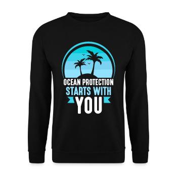The protection of the oceans begins with you sea lake - Unisex Sweatshirt - black - Front - Alina (178cm) & Michal (187cm)
