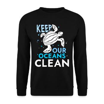 Keep Our Oceans Clean Ocean Protection Lake - Unisex Sweatshirt - black - Front - Alina (178cm) & Michal (187cm)