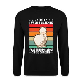 Silk Chicken Cadeau Silkie Chicken Silkie Chicken - Sweat-shirt Unisexe - noir - Devant - Alina (178cm) & Michal (187cm)