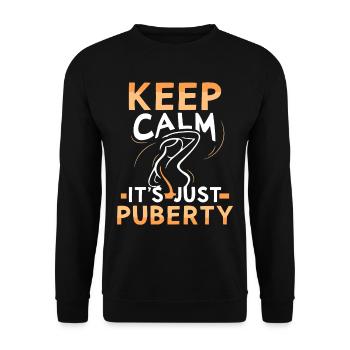 Keep calm Only puberty has grown up - Unisex Sweatshirt - black - Front - Alina (178cm) & Michal (187cm)