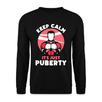Restez calme Seule la puberté a grandi - Sweat-shirt Unisexe - noir - Devant - Alina (178cm) & Michal (187cm)