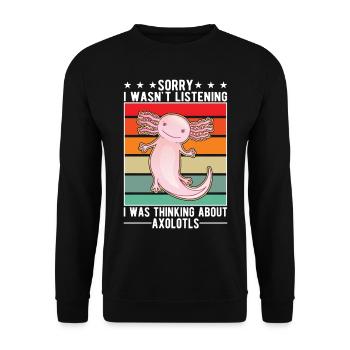 Axolotl Geschenk Schwanzlurch Axolotl - Unisex Pullover - Schwarz - Vorne - Alina (178cm) & Michal (187cm)