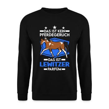 Lewitzer Parfüm Lewitzer Pferd Geruch - Unisex Pullover - Schwarz - Vorne - Alina (178cm) & Michal (187cm)