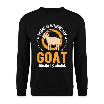 Zuhause ist wo meine Ziege ist Ziegenwirt - Unisex Pullover - Schwarz - Vorne - Alina (178cm) & Michal (187cm)