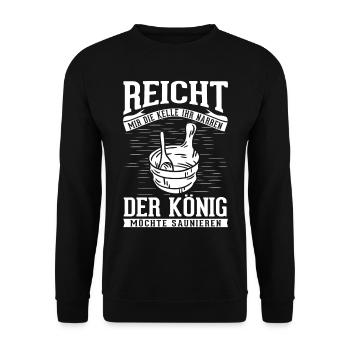 Sauna König Saunieren Saunagänger - Unisex Pullover - Schwarz - Vorne - Alina (178cm) & Michal (187cm)