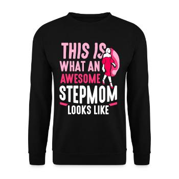 So Sieht Eine Großartige Stiefmutter Aus - Unisex Pullover - Schwarz - Vorne - Alina (178cm) & Michal (187cm)