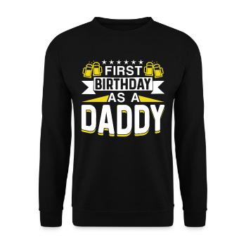 Erster Geburtstag Als Papi Vater Papa Party - Unisex Pullover - Schwarz - Vorne - Alina (178cm) & Michal (187cm)