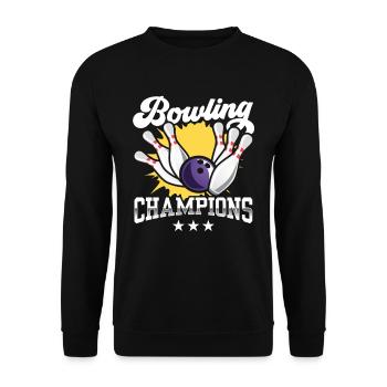 Champion in the Bowling Champions Team Bowler Hobby - Unisex Sweatshirt - black - Front - Alina (178cm) & Michal (187cm)
