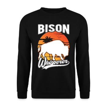Buffalo Whisperer Buffalo Whisperer Water Buffalo - Unisex Sweatshirt - black - Front - Alina (178cm) & Michal (187cm)