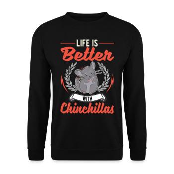 Das Leben ist besser mit Chinchillas - Unisex Pullover - Schwarz - Vorne - Alina (178cm) & Michal (187cm)