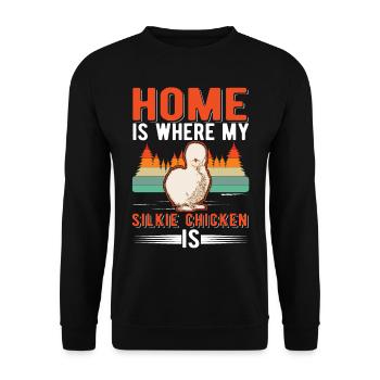 La maison est l’endroit où se trouve mon poulet en soie - Sweat-shirt Unisexe - noir - Devant - Alina (178cm) & Michal (187cm)