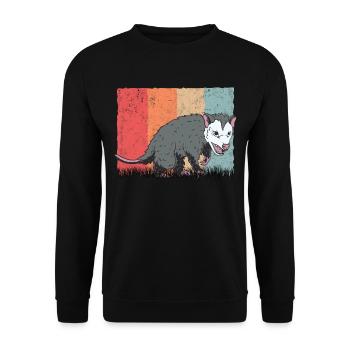 Opossum Retro Possum Vintage Marsupial Rat - Unisex Sweatshirt - black - Front - Alina (178cm) & Michal (187cm)