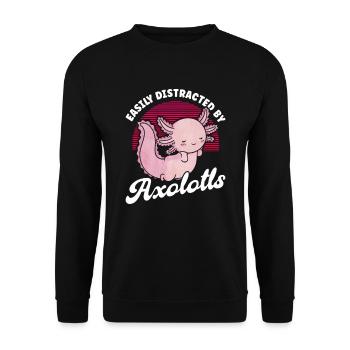Facilement distrait par l’amphibien à queue d’Axolotl - Sweat-shirt Unisexe - noir - Devant - Alina (178cm) & Michal (187cm)