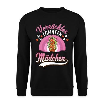 Verrücktes Tomaten Mädchen Tomatenzüchterin - Unisex Pullover - Schwarz - Vorne - Alina (178cm) & Michal (187cm)