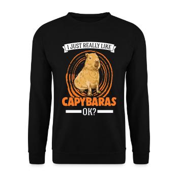 Ich mag einfach Capybaras Wasserschwein - Unisex Pullover - Schwarz - Vorne - Alina (178cm) & Michal (187cm)