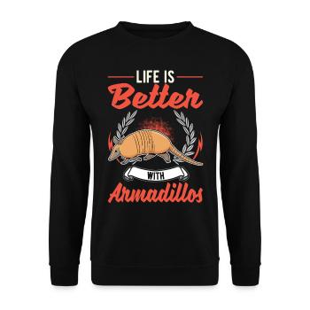 Life is better with Armadillo's armadillo - Unisex Sweatshirt - black - Front - Alina (178cm) & Michal (187cm)