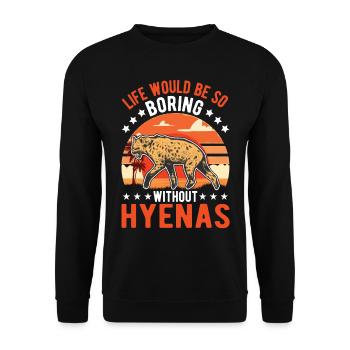Hyäne Geschenk Erdwolf Hyena - Unisex Pullover - Schwarz - Vorne - Alina (178cm) & Michal (187cm)