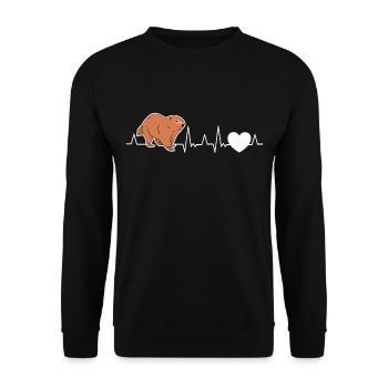 Murmeltier Herzschlag Waldmurmeltier - Unisex Pullover - Schwarz - Vorne - Alina (178cm) & Michal (187cm)