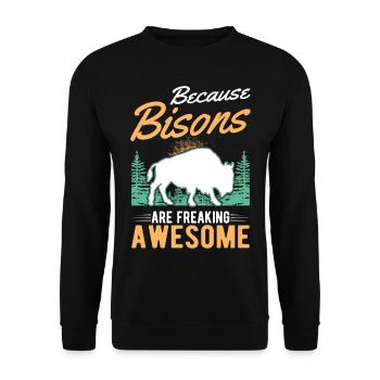Buffalo Gift Bison Water Buffalo Buffalo - Unisex Sweatshirt - black - Front - Alina (178cm) & Michal (187cm)