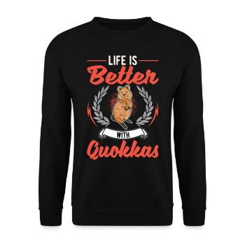 Life is better with a quokka - Unisex Sweatshirt - black - Front - Alina (178cm) & Michal (187cm)