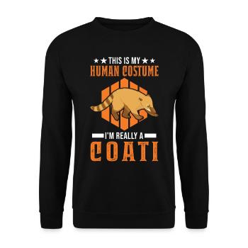Coati Costume Humain Halloween Coati Proboscis - Sweat-shirt Unisexe - noir - Devant - Alina (178cm) & Michal (187cm)