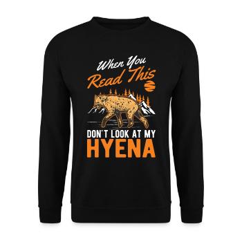 Hyäne Geschenk Erdwolf Hyena - Unisex Pullover - Schwarz - Vorne - Alina (178cm) & Michal (187cm)