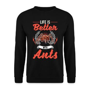 Das Leben ist besser mit Ameisen Ameisenfarm - Unisex Pullover - Schwarz - Vorne - Alina (178cm) & Michal (187cm)