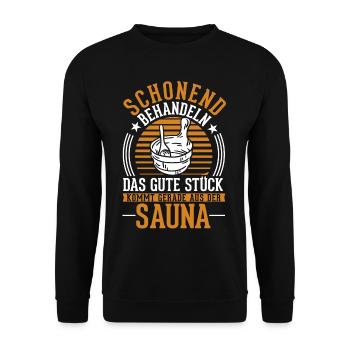 Sauna Saunieren Saunagänger - Unisex Pullover - Schwarz - Vorne - Alina (178cm) & Michal (187cm)