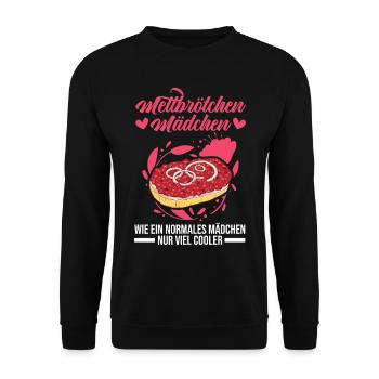 Mettbrötchen Mädchen Mett Hackepeter - Unisex Pullover - Schwarz - Vorne - Alina (178cm) & Michal (187cm)