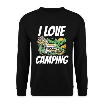 I love Camping Camp Camper Camping Campsite - Unisex Sweatshirt - black - Front - Alina (178cm) & Michal (187cm)