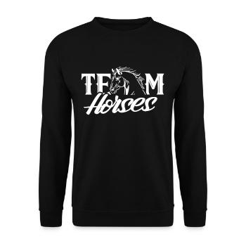 Team Horses Riding Horse Rider Equestrian Farm - Unisex Sweatshirt - black - Front - Alina (178cm) & Michal (187cm)