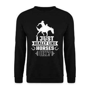 I just like horses very much rider horse riding - Unisex Sweatshirt - black - Front - Alina (178cm) & Michal (187cm)