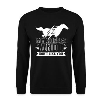 My horses and I don't like you horse - Unisex Sweatshirt - black - Front - Alina (178cm) & Michal (187cm)