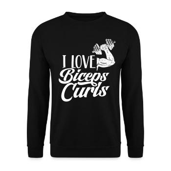 Ich Liebe Bizeps Curls Workout Muskeln Sprüche - Unisex Pullover - Schwarz - Vorne - Alina (178cm) & Michal (187cm)