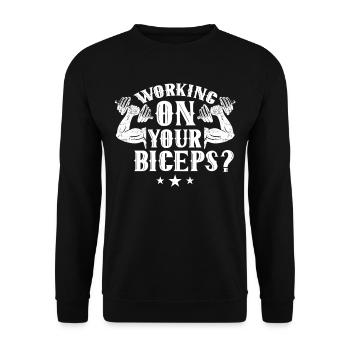 Travaillez vos boucles musculaires d’entraînement des biceps - Sweat-shirt Unisexe - noir - Devant - Alina (178cm) & Michal (187cm)