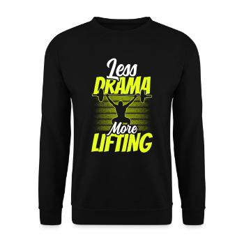 Moins de drame Plus de haltérophilie Gym Hobby - Sweat-shirt Unisexe - noir - Devant - Alina (178cm) & Michal (187cm)
