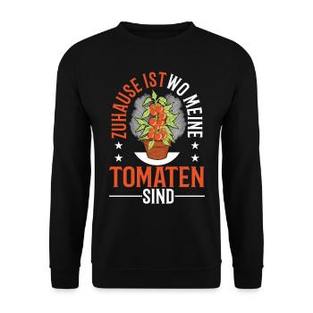 Zuhause ist wo meine Tomaten sind Tomatenzüchter - Unisex Pullover - Schwarz - Vorne - Alina (178cm) & Michal (187cm)