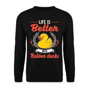 La vie est meilleure avec les canards en caoutchouc - Sweat-shirt Unisexe - noir - Devant - Alina (178cm) & Michal (187cm)
