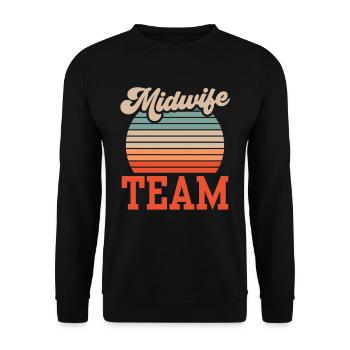 Hebammen Team Hebamme Beruf Geburtshilfe Sprüche - Unisex Pullover - Schwarz - Vorne - Alina (178cm) & Michal (187cm)