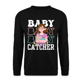 Babyfänger Geburtshilfe Hebammen Hebamme Beruf - Unisex Pullover - Schwarz - Vorne - Alina (178cm) & Michal (187cm)