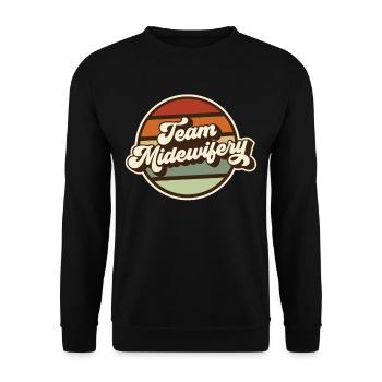 Team Geburtshilfe Hebamme Hebammen Beruf Sprüche - Unisex Pullover - Schwarz - Vorne - Alina (178cm) & Michal (187cm)