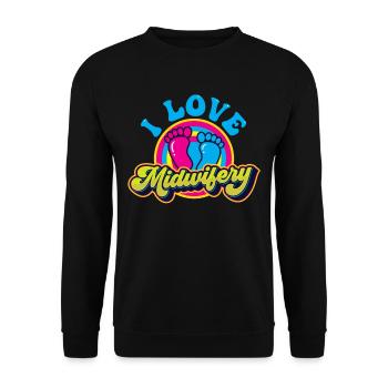 Ich Liebe Hebammenwesen Geburtshilfe Hebamme Beruf - Unisex Pullover - Schwarz - Vorne - Alina (178cm) & Michal (187cm)