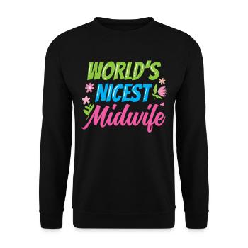 The nicest midwife in the world Midwives profession - Unisex Sweatshirt - black - Front - Alina (178cm) & Michal (187cm)