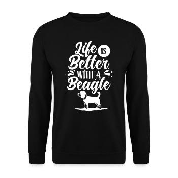 Life is better with a Beagle Beagles - Unisex Sweatshirt - black - Front - Alina (178cm) & Michal (187cm)