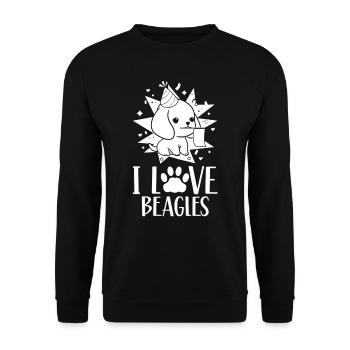 I love Beagles lover dog Beagle puppy - Unisex Sweatshirt - black - Front - Alina (178cm) & Michal (187cm)
