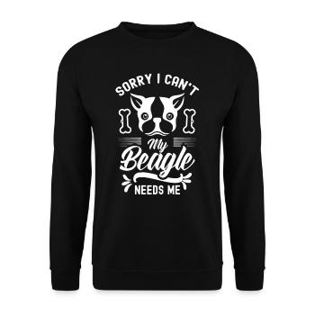 Kann Nicht Mein Beagle Braucht Mich Hund Beagles - Unisex Pullover - Schwarz - Vorne - Alina (178cm) & Michal (187cm)